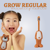 Adore Kids Pop Up Toothbrush with Safety Head Attractive Character - Brown Bear