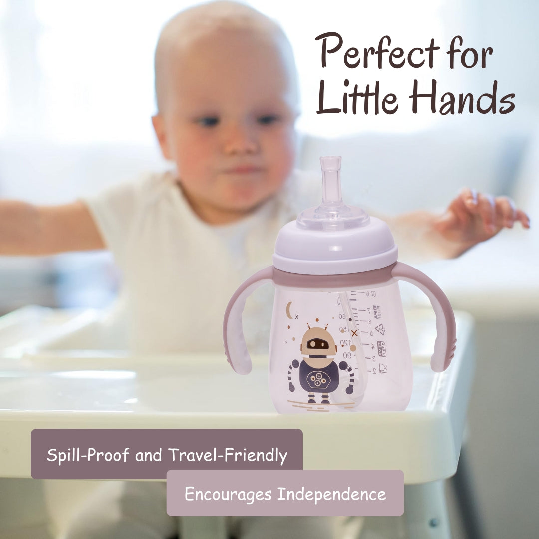 Adore Robo Weighted Straw Sipper with Gravity Ball and Twin Handle