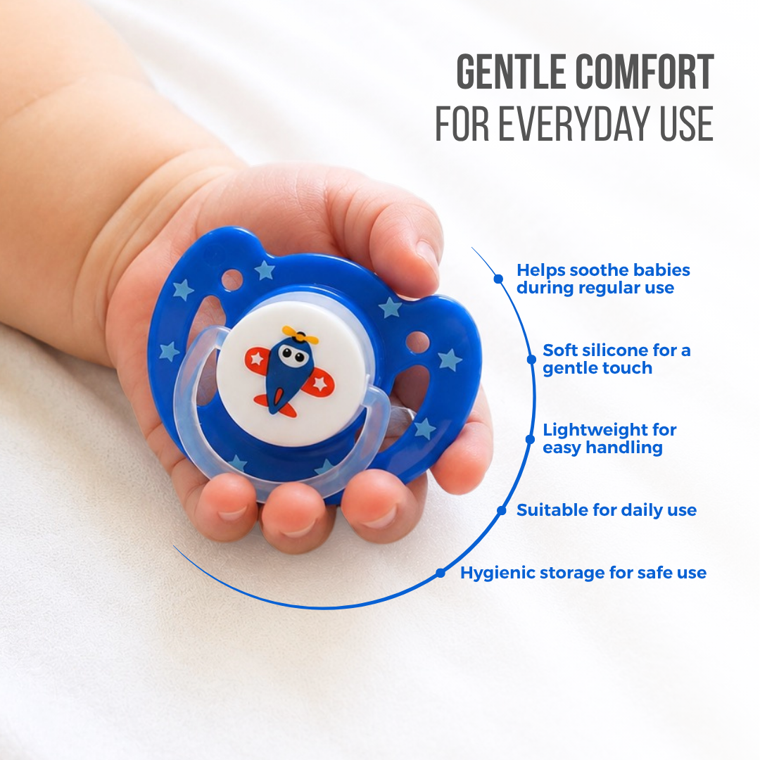 Adore Vento Jr - The Orthodontic Vented Pacifier with Multipurpose Storage Case - Blue