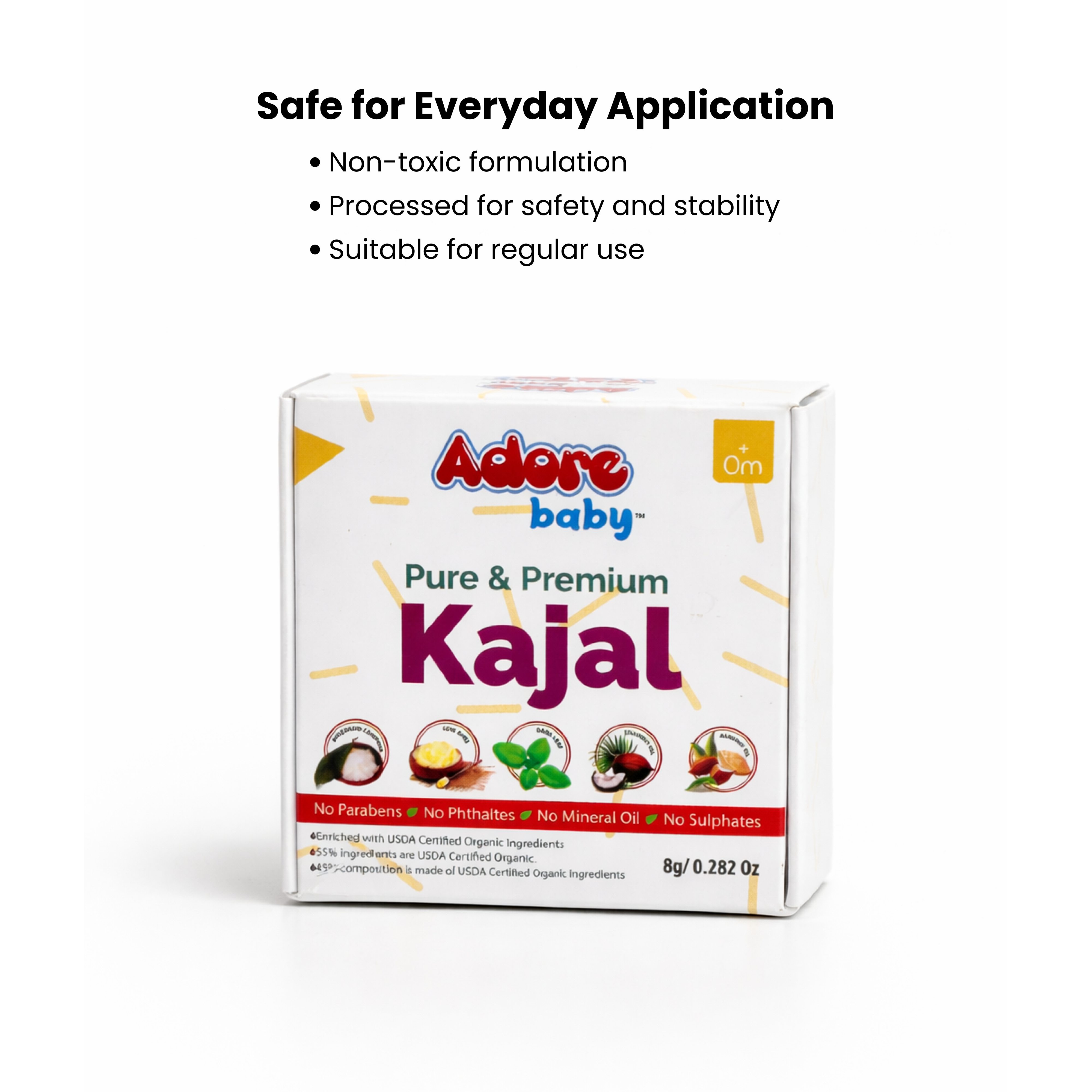 Adore Baby Pure & Premium Kajal USDA Certified Organic Ingredients - 8 g