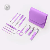 Adore KAMIKAZE! 12 pc Pedicure ,Manicure & Ear Cleaning set with case - Purple