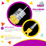 Adore Hola Bear 2 in 1 Bottle Cleaning Brush Kit- Yellow