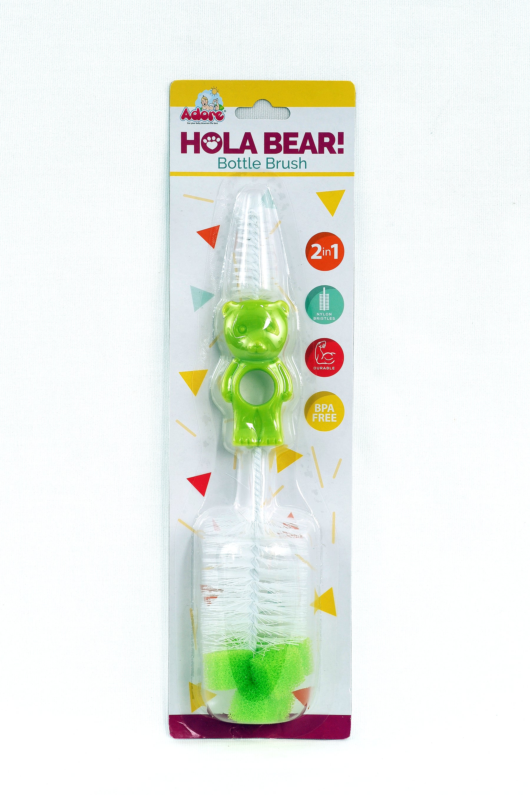 Adore Hola Bear 2 in 1 Bottle Cleaning Brush Kit- Green
