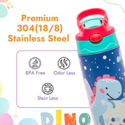 Adore Helios! Double Wall Insulated Stainless Steel Sipper 350ml- Blue Sky Dino