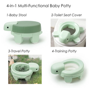Adore Turtle 4 in 1 Potty Trainer with First Ever Bio Degradable Baby Potty Chair Liner  20 Bags - Green