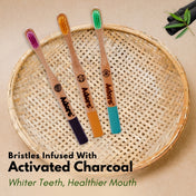 Adore Tridosa Kids Bamboo Wooden Toothbrush with Super Soft Bristles- Vata (Purple)- Pack of 1