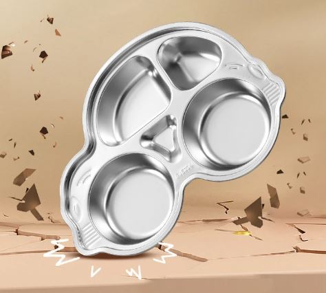 Adore Eatza - The Stainless Steel Feeding Plate with 4 Compartments- Car