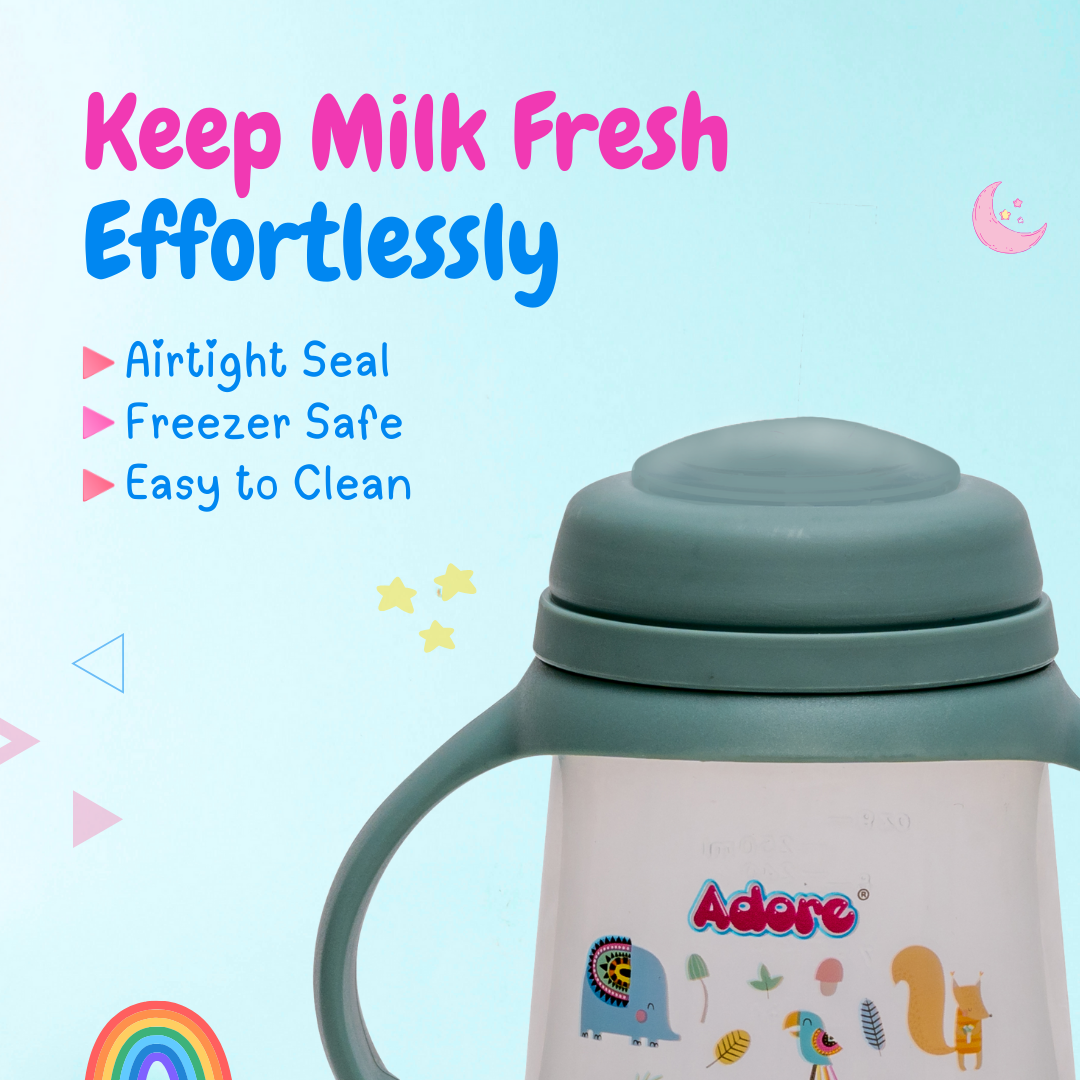 Adore Magnum Opus 4 Stage Wide Neck Feeding Bottle with Twin Handle- Green