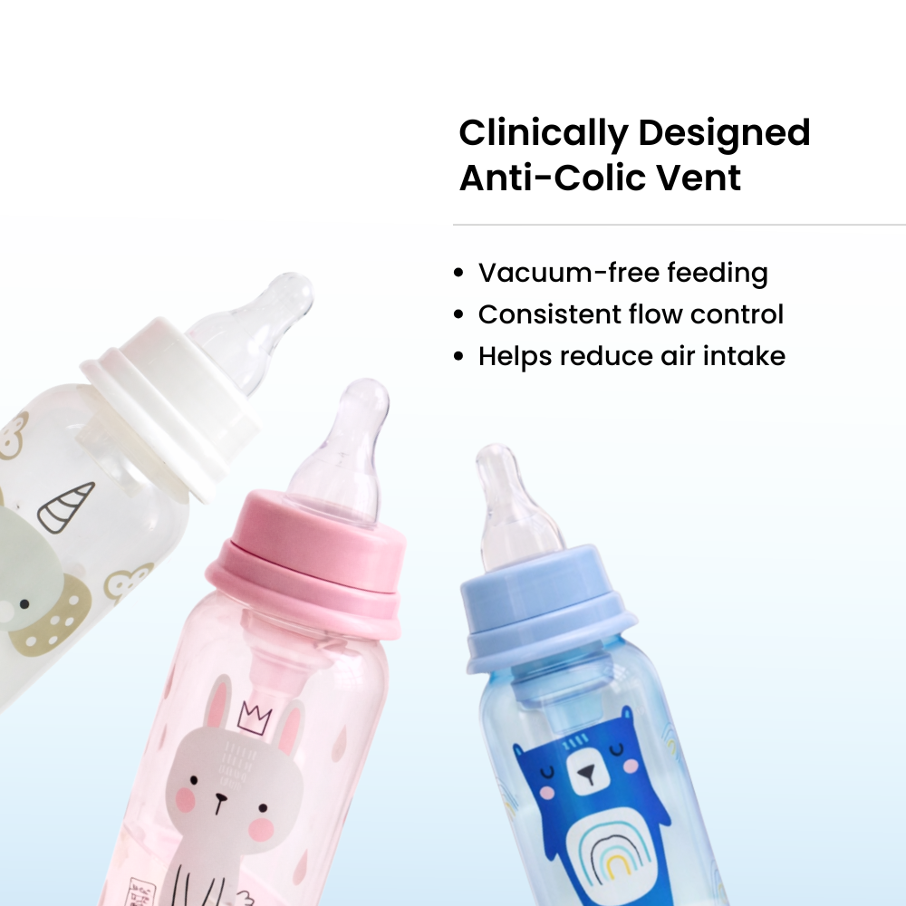 Adore Advanced CONTANGO- The 4 Stage Ventilated Anti-Colic Stem Baby Feeding Bottle- 250ml- Blue