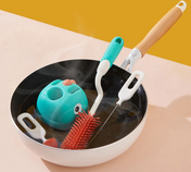 Adore Li'l Dino 3 in 1 Bottle Cleaning Brush kit with Drying Stand - Yellow