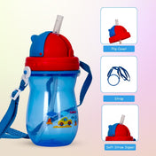 Adore Idaho Straw Sipper with Retractable Hood & Adjustable Shoulder Strap 300 ml - Blue