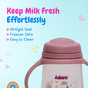 Adore Magnum Opus 4 Stage Wide Neck Feeding Bottle with Twin Handle- Pink