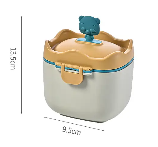 Adore 3D Teddy Junior Milk Powder Container with Leveler and Scoop 400 ml - Cream