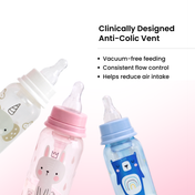 Adore Advanced CONTANGO- The 4 Stage Ventilated Anti-Colic Stem Baby Feeding Bottle- 250ml- Pink