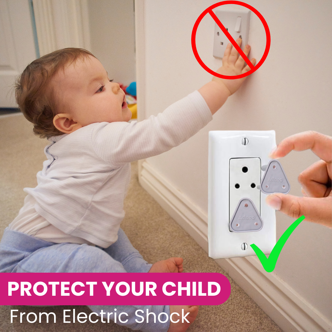Adore Baby Safety Child Proofing Electrical Socket Cover Set- Pack of 12-Grey