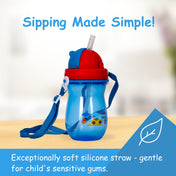 Adore Idaho Straw Sipper with Retractable Hood & Adjustable Shoulder Strap 300 ml - Blue