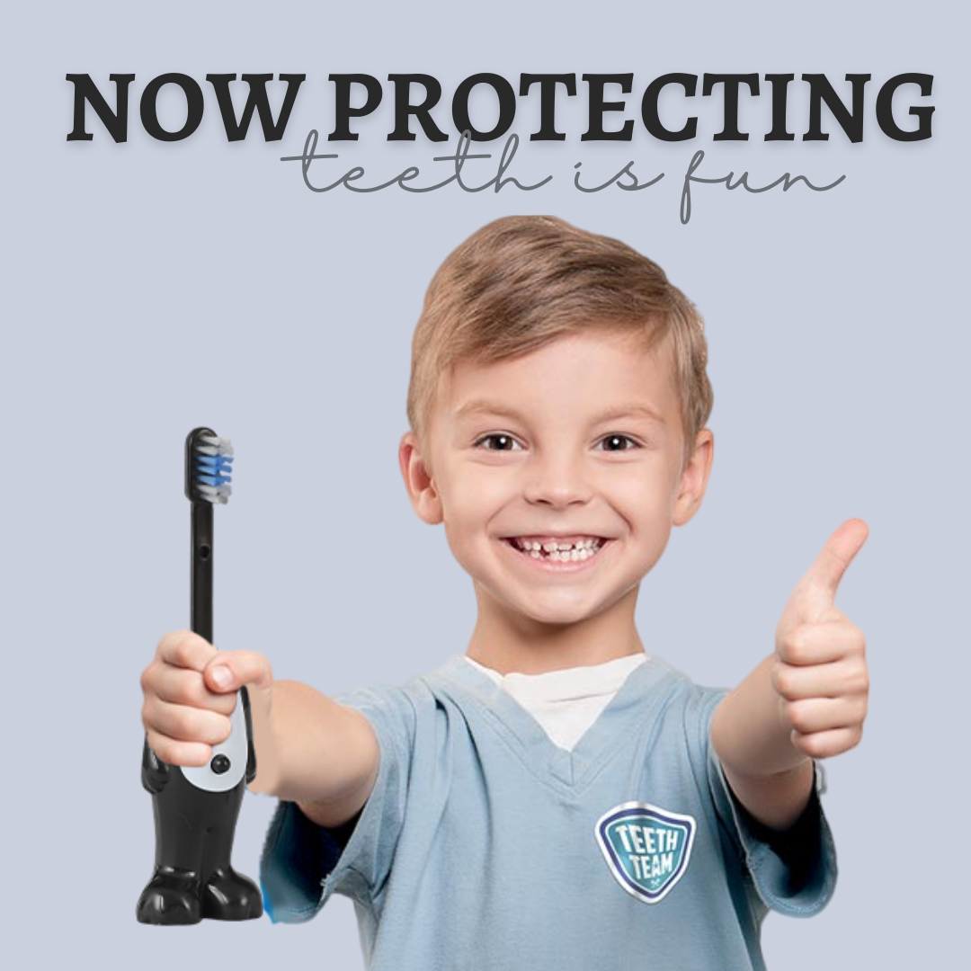 Adore Kids Pop Up Toothbrush with Safety Head Attractive Character - Panda black and white