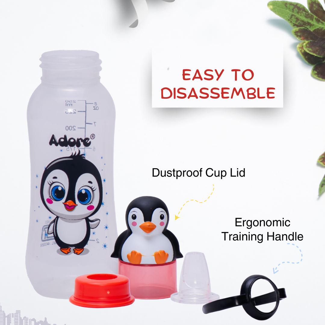 Adore Yeah! The Character Hood Narrow Neck Soft Spout Sipper 250ml - Penguin