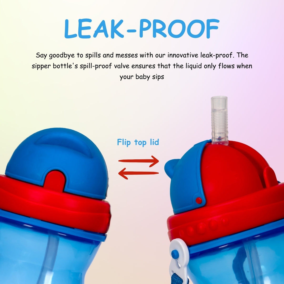 Adore Idaho Straw Sipper with Retractable Hood & Adjustable Shoulder Strap 300 ml - Blue