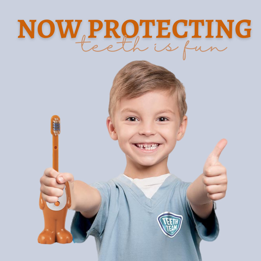 Adore Kids Pop Up Toothbrush with Safety Head Attractive Character - Brown Bear