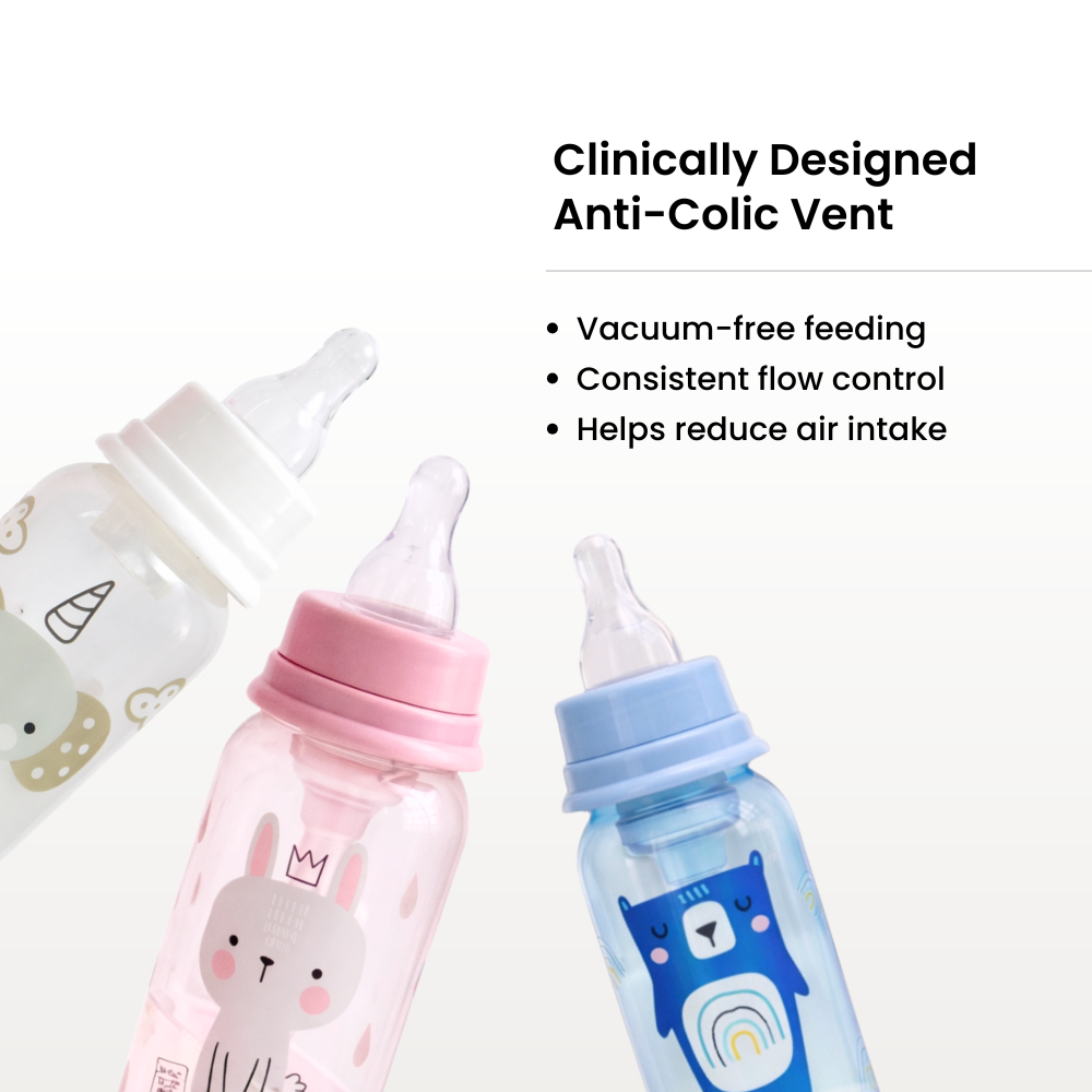 Adore Advanced CONTANGO- The 4 Stage Ventilated Anti-Colic Stem Baby Feeding Bottle- 250ml- White