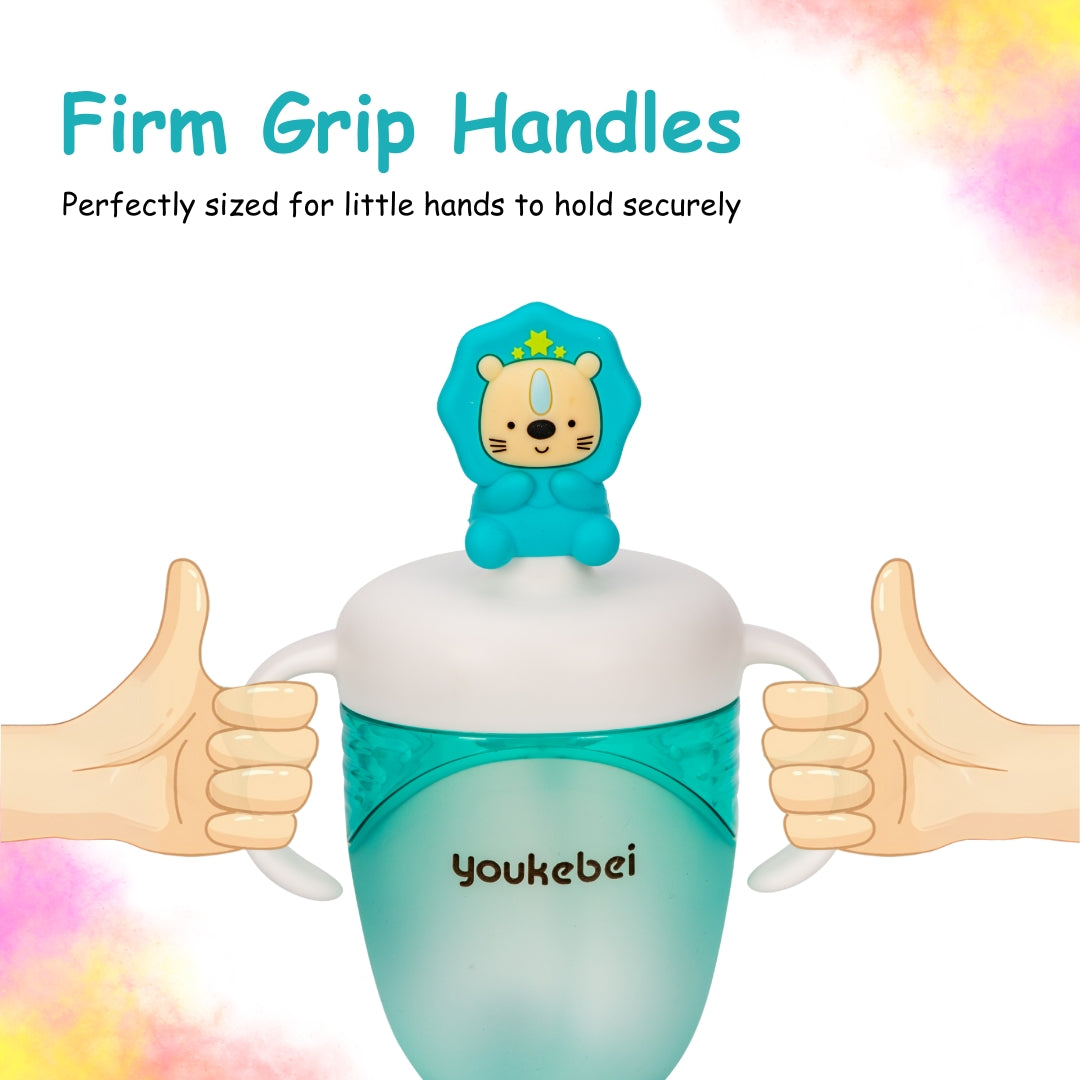 Adore Simbha- The Silicon Straw Sipper with Gravity Ball & Twin Handle 210ml Blue