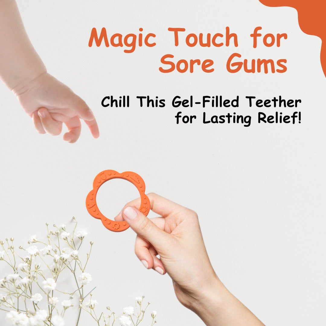 Adore Floral Silicon Teether- Pack of 2 - Orange