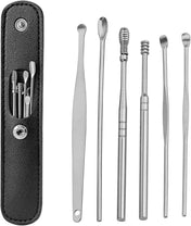 Adore Stainless Steel Ear Wax Remover With Leather Storage Case - Pack of 6 -Pink