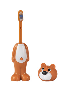 Adore Kids Pop Up Toothbrush with Safety Head Attractive Character - Brown Bear - 1