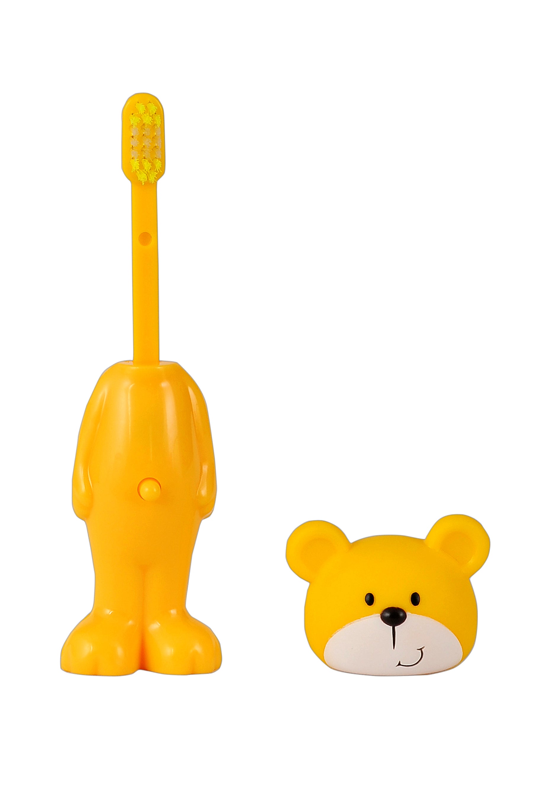 Adore Kids Pop Up Toothbrush with Safety Head Attractive Character - Yellow Teddy