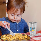 Adore Uno Printed Stainless Steel Tumbler with Spill Proof Lid 300 ml - Dark Blue