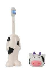 Adore Kids Pop Up Toothbrush with Safety Head Attractive Character - White Cow