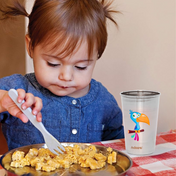 Adore Uno Printed Stainless Steel Tumbler with Spill Proof Lid 300 ml - Blue