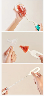 Adore Li'l Dino 3 in 1 Bottle Cleaning Brush kit with Drying Stand - Yellow