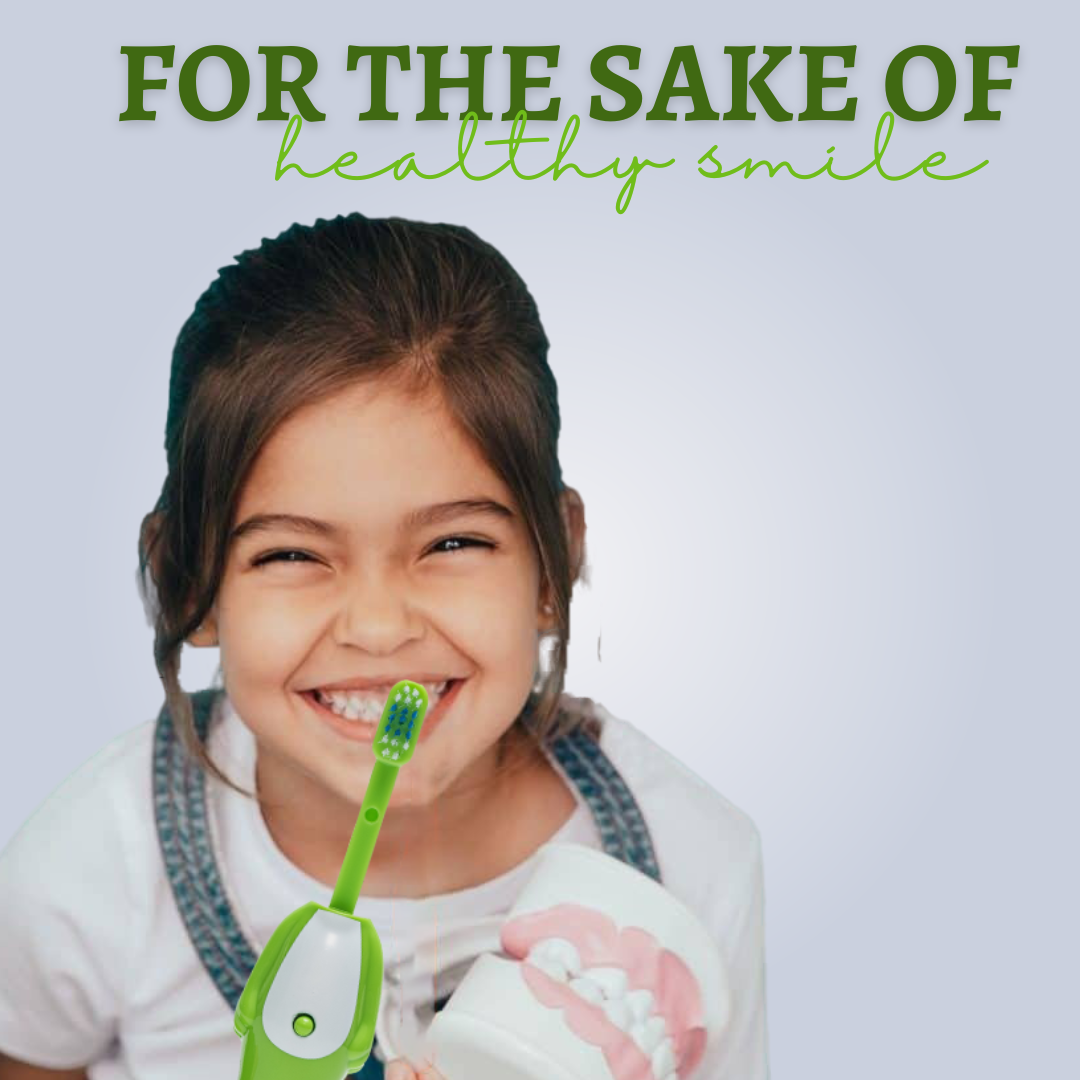 Adore Kids Pop Up Toothbrush with Safety Head Attractive Character - Green Hippo