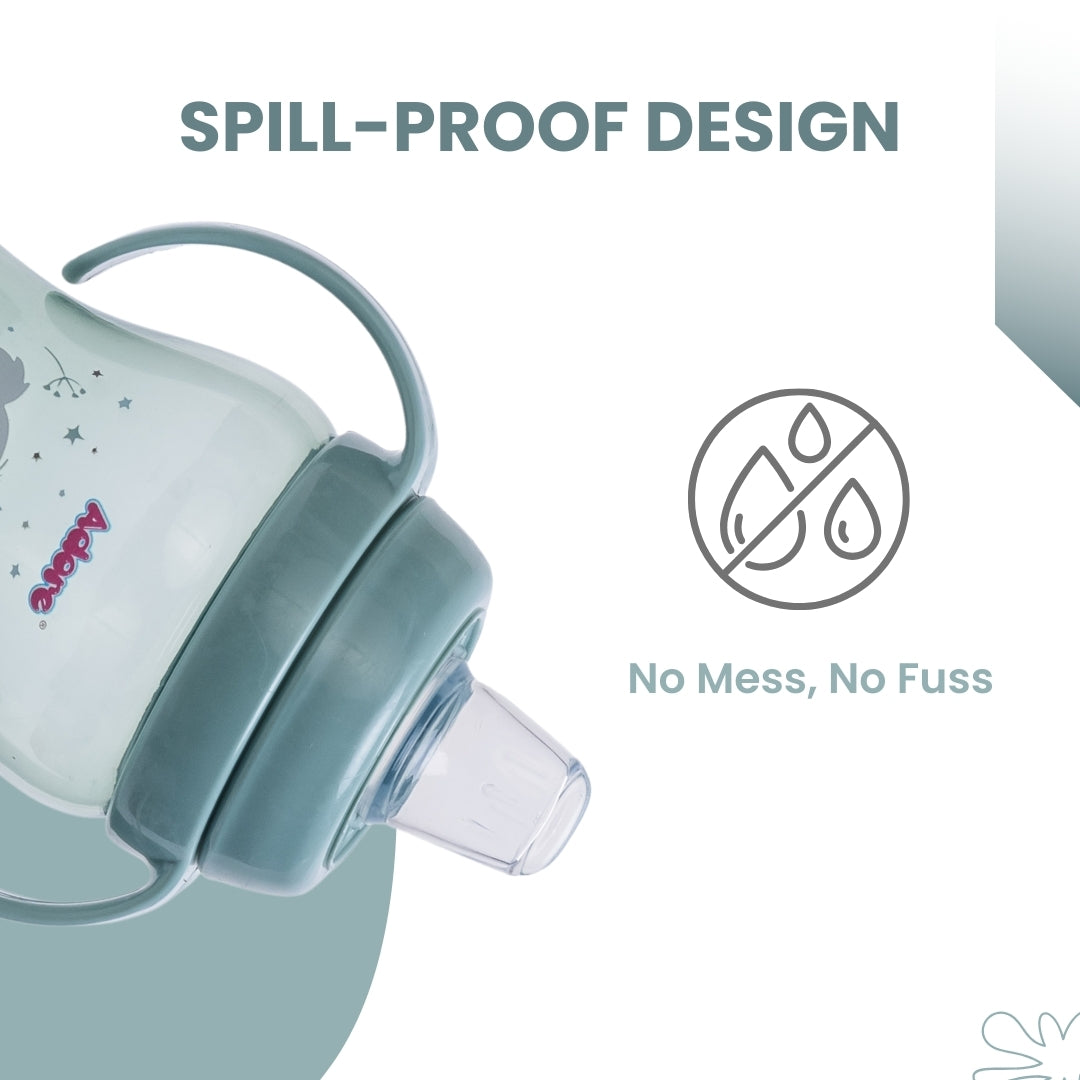 Adore ARRO Soft Spout Sipper with Dust Free Cap and Twin Handle 270ml - Green