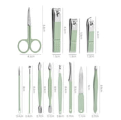 Adore KAMIKAZE! 12 pc Pedicure ,Manicure & Ear Cleaning set with case - Green