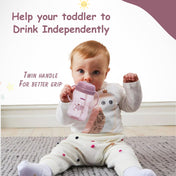 Adore SPARRO Soft Straw Sipper with Dust Free Cap and Twin Handle 270ml - Pink