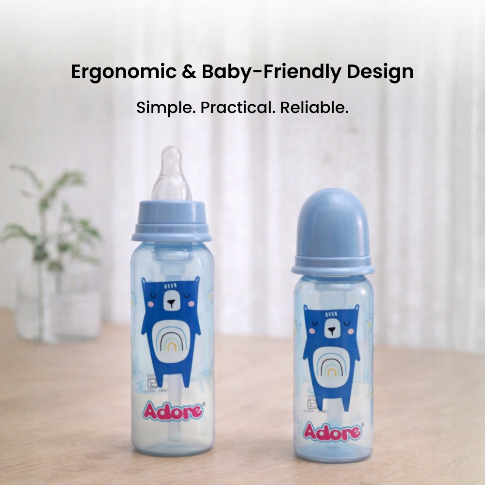 Adore Advanced CONTANGO- The 4 Stage Ventilated Anti-Colic Stem Baby Feeding Bottle- 250ml- Blue