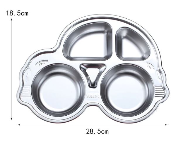 Adore Eatza - The Stainless Steel Feeding Plate with 4 Compartments- Car