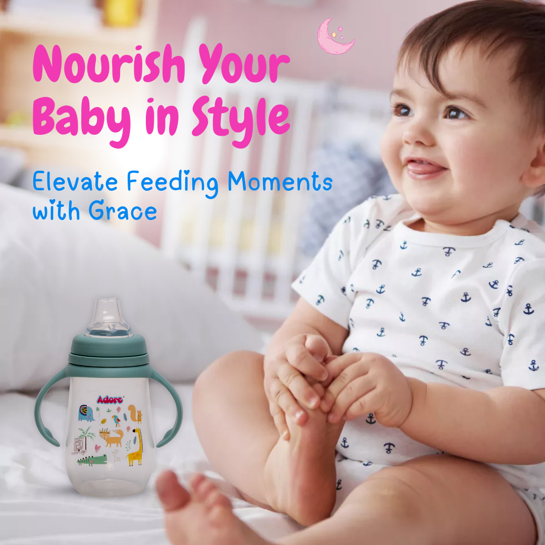 Adore Magnum Opus 4 Stage Wide Neck Feeding Bottle with Twin Handle- Green
