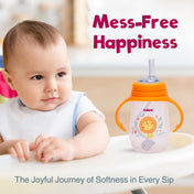 Adore Great Britain Wide Neck Straw Sipper with Gravity Ball and Twin Handle- 250ml Orange