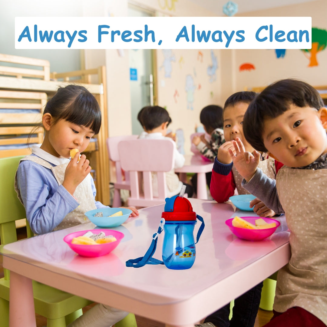 Adore Idaho Straw Sipper with Retractable Hood & Adjustable Shoulder Strap 300 ml - Blue