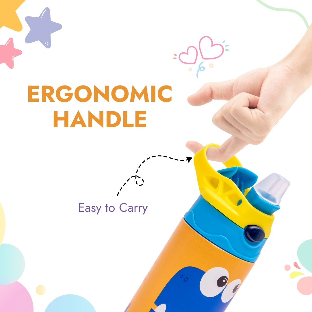 Adore Helios! Double Wall Insulated Stainless Steel Sipper 350ml- Yellow Dino