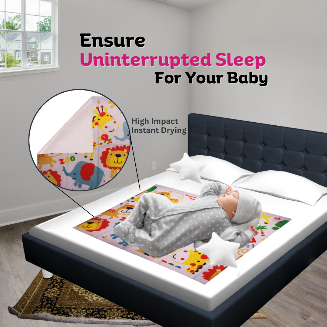 Adore Instadry Printed Baby Bed Protector- Fruits- 50*70cms- Jungle Safari