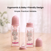 Adore Advanced CONTANGO- The 4 Stage Ventilated Anti-Colic Stem Baby Feeding Bottle- 250ml- Pink