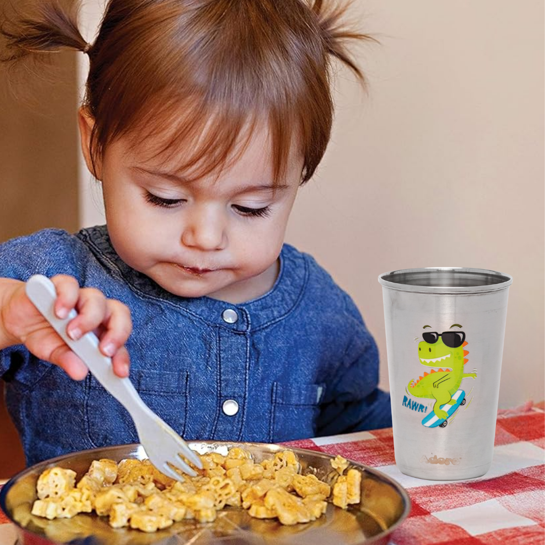 Adore Uno Printed Stainless Steel Tumbler with Spill Proof Lid 300 ml - Green