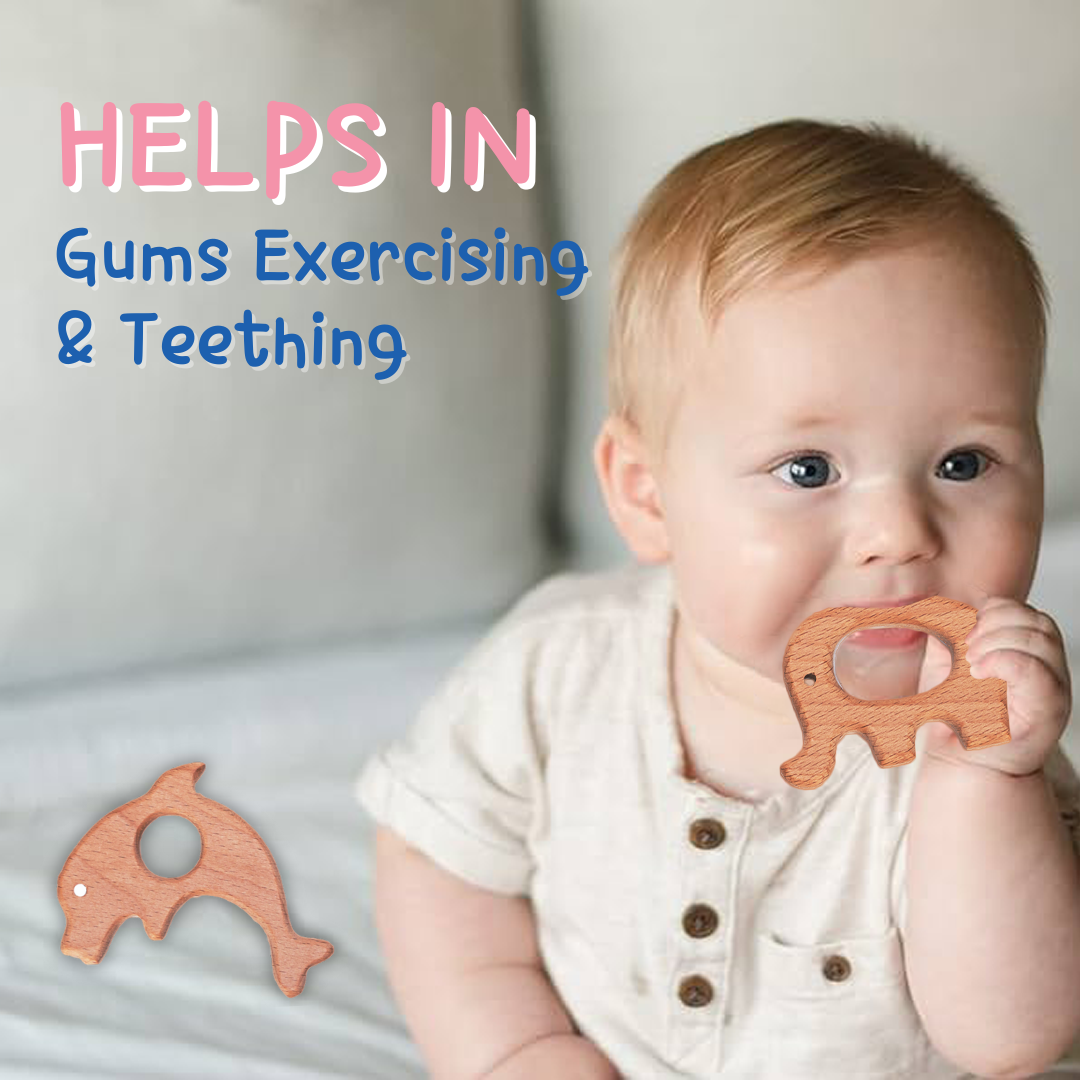 Adore Wohoo! Wooden Teethers- Pack of 2- DUMMIE+DOLPHIN