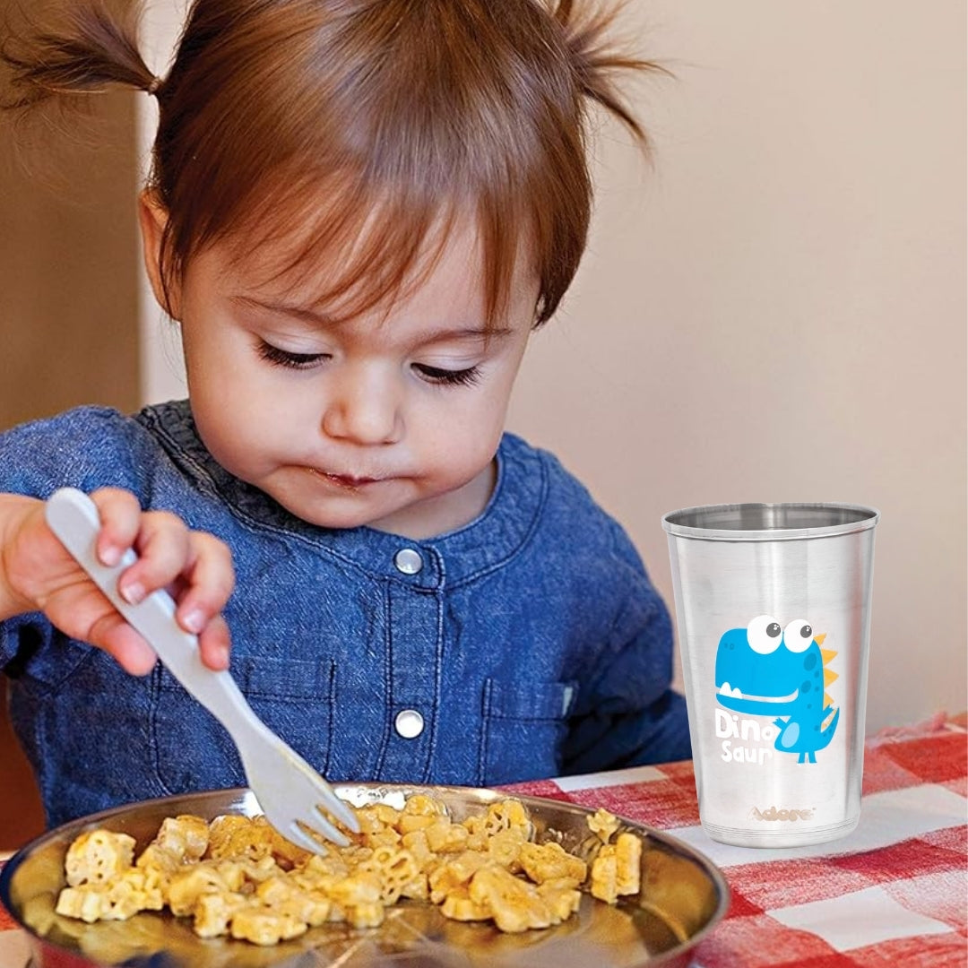 Adore Uno Printed Stainless Steel Tumbler with Spill Proof Lid 300 ml - Orange