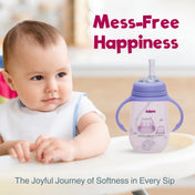 Adore Great Britain Wide Neck Straw Sipper with Gravity Ball and Twin Handle- 250ml Purple